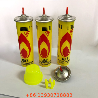 মোমবাতি আলোর জন্য হলুদ নন-লিকেজ বিউটেন গ্যাস লাইটার রিফিল